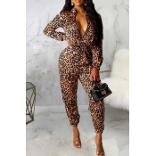 Lovely Casual Leopard Print One-piece Jumpsuit