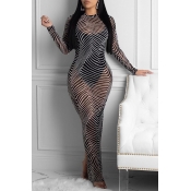 Lovely Casual See-through Black Ankle Length Dress