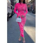 Lovely Trendy Print Pink Ankle Length Dress