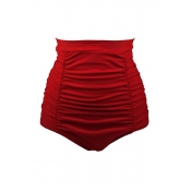 Lovely Fold Design Red Bikini Bottom