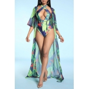 Lovely Print Blue Bathing Suit  One-piece Swimsuit