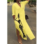 Lovely Casual Print Yellow Ankle Length Dress
