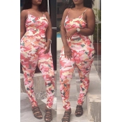 Lovely Leisure Camo Print Pink One-piece Jumpsuit