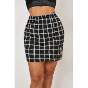 Lovely Trendy Grid Print Black Skirt