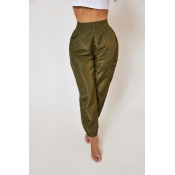 Lovely Casual Pocket Patched Green Pants