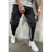 Lovely Leisure Pocket Patched Black Jeans