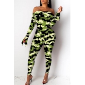 Lovely Trendy Print Green One-piece Jumpsuit