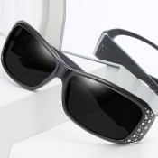 Lovely Chic Rhinestone Decorative Black Sunglasses