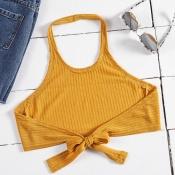 Lovely Leisure Lace-up Yellow Camisole