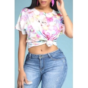 Lovely Casual Print Multicolor T-shirt