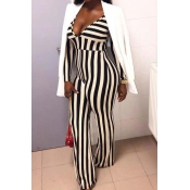 Lovely Leisure Striped Blue One-piece Jumpsuit