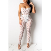 Lovely Sexy Print White Two-piece Pants Set
