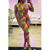Lovely Stylish Print Multicolor One-piece Jumpsuit