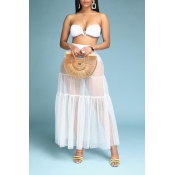 Lovely Sweet See-through White Two-piece Skirt Set