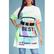 Lovely Casual O Neck Letter Print White T-shirt