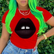 LW Leisure Lip Print Red T-shirt