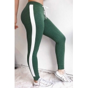 Lovely Sportswear Patchwork Green Pants