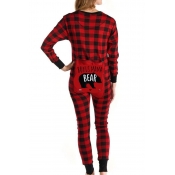 Lovely Family Plaid Printed Mother One-piece Jumps