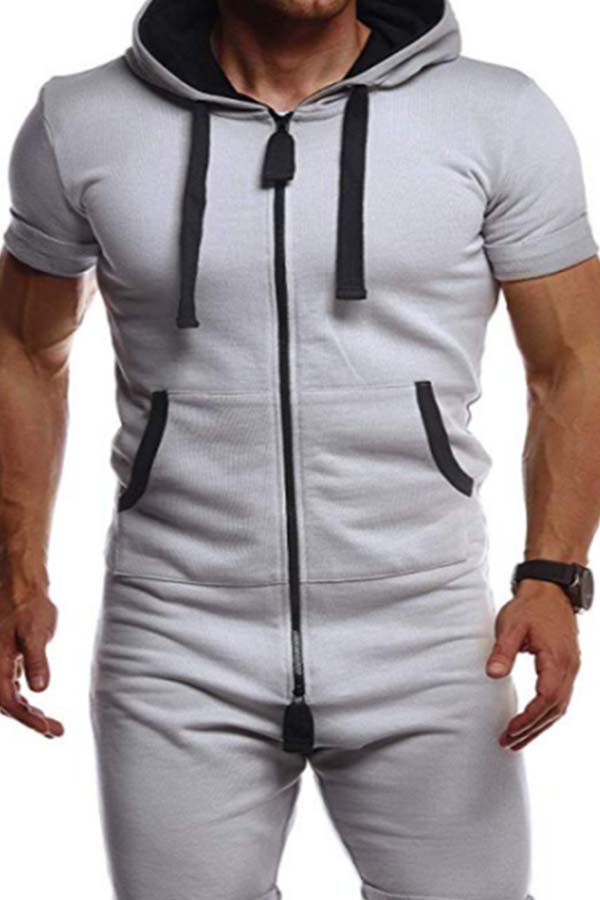 

Lovely Sportswear Zipper Design Grey Two-piece Pants Set
