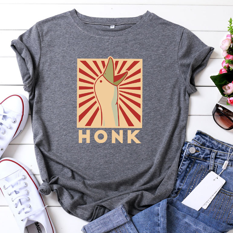 

Lovely Casual O Neck Print Dark Grey Plus Size T-shirt