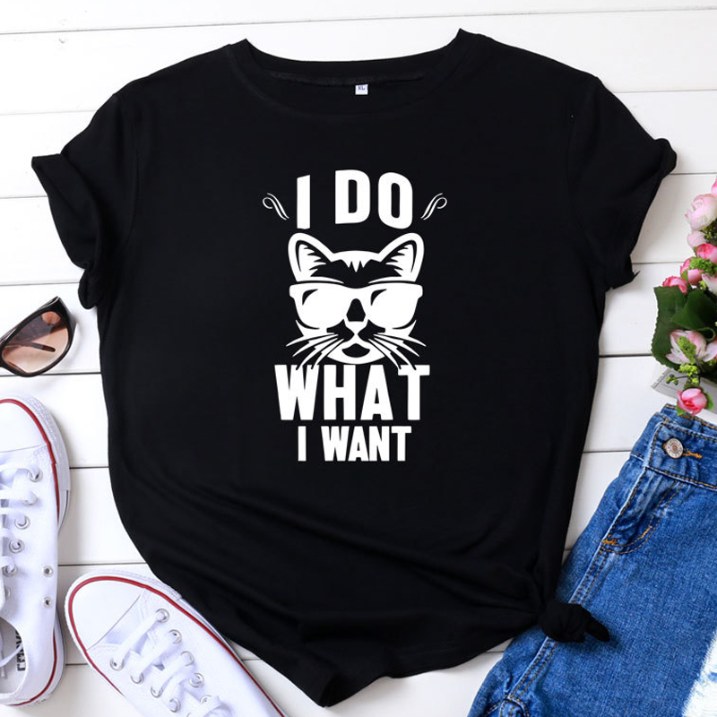 

Lovely Casual O Neck Cartoon Print Black Plus Size T-shirt