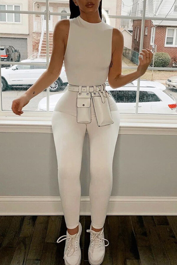 

Lovely Trendy Basic Skinny White One-piece Jumpsuit
