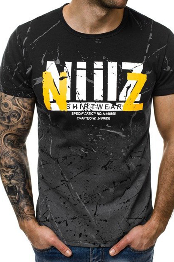 

Lovely Casual O Neck Print Black T-shirt