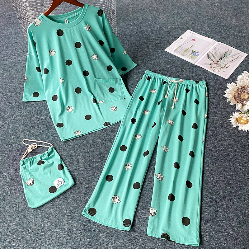 

Lovely Leisure Dot Print Blue Sleepwear