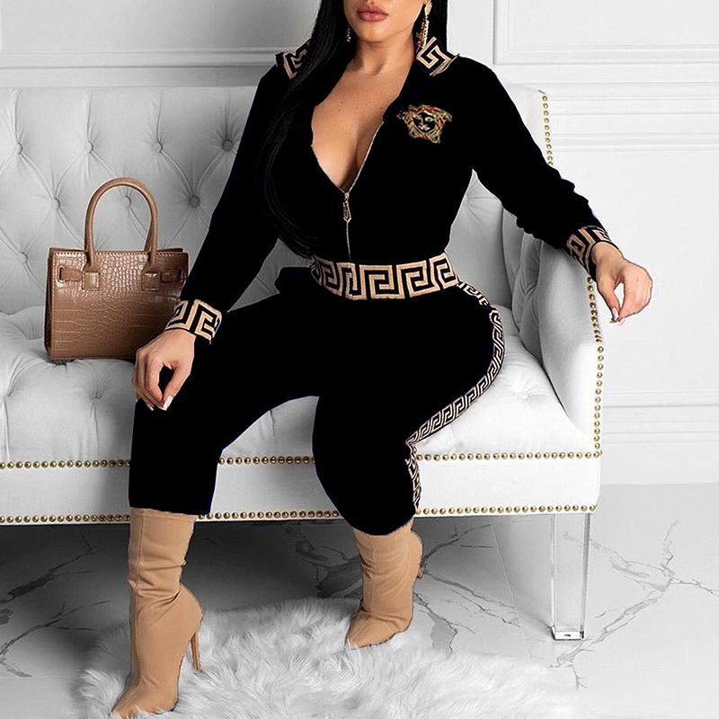 

Lovely Leisure Patchwork Black Two-piece Pants Set