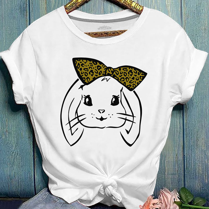 

Lovely Casual O Neck Cartoon Print White Plus Size T-shirt