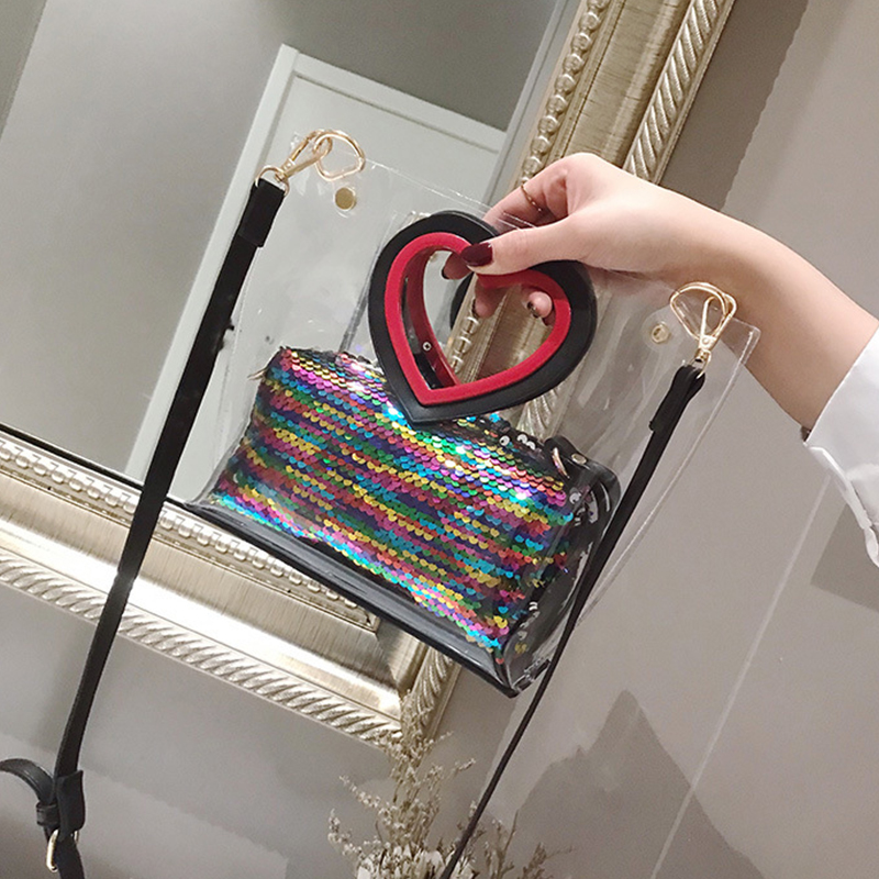 

Lovely Sweet See-through Multicolor Crossbody Bag, Multi