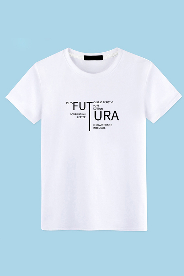 

Lovely Leisure O Neck Letter White T-shirt