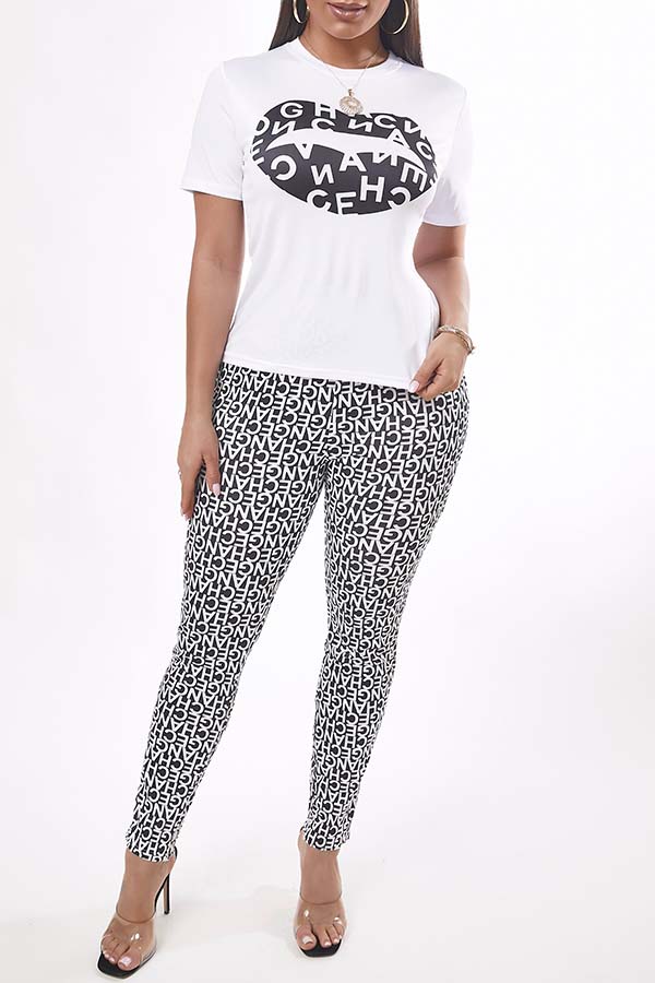 

Lovely Casual Letter Print Black Two-piece Pants Set