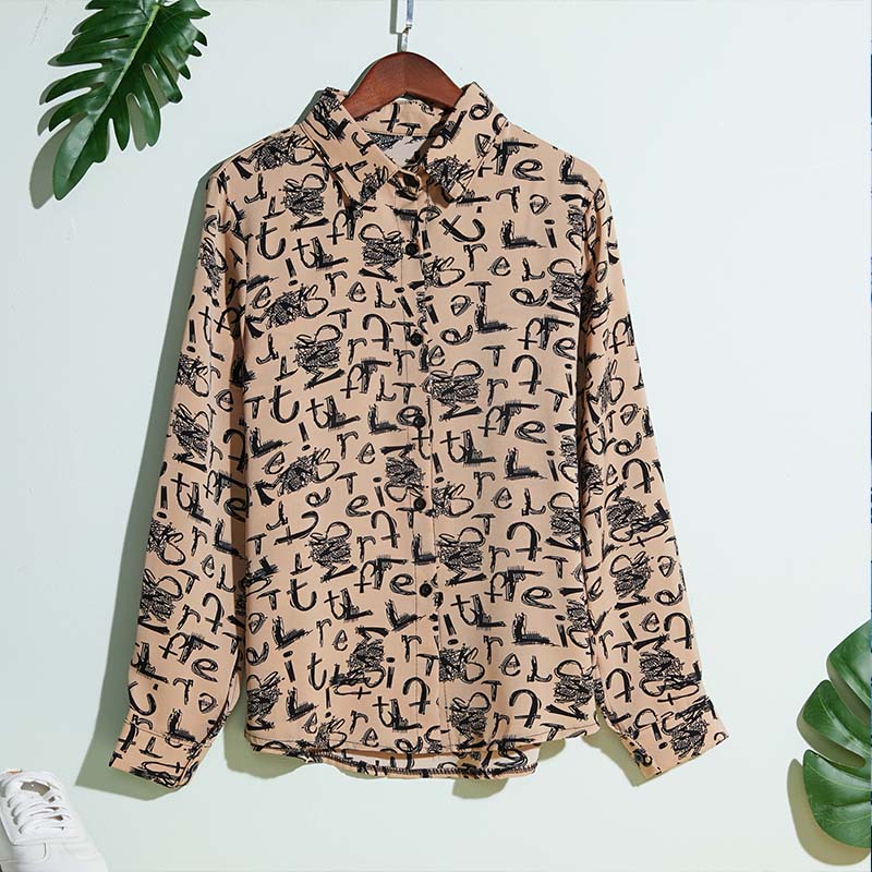 

Lovely Trendy Letter Print Khaki Shirt