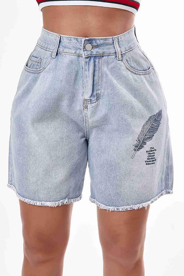 

Lovely Casual Pocket Patched Blue Shorts
