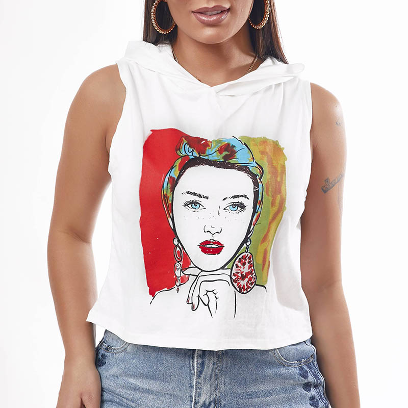 

Lovely Trendy Cartoon Print White Camisole