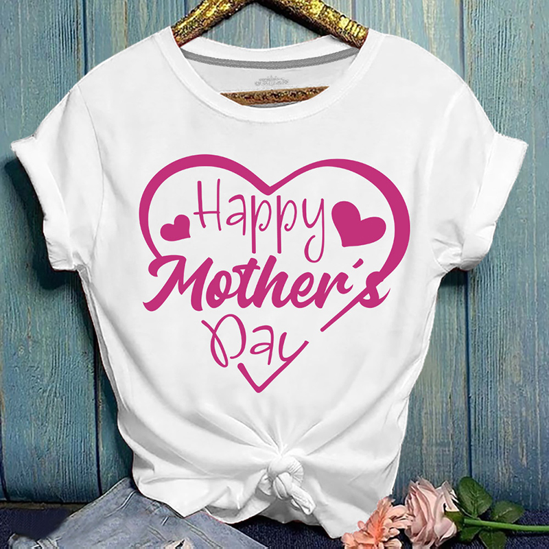 

Lovely Casual O Neck Heart Print White T-shirt