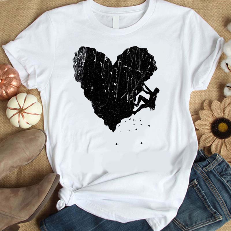 

Lovely Leisure O Neck Heart White Plus Size T-shirt
