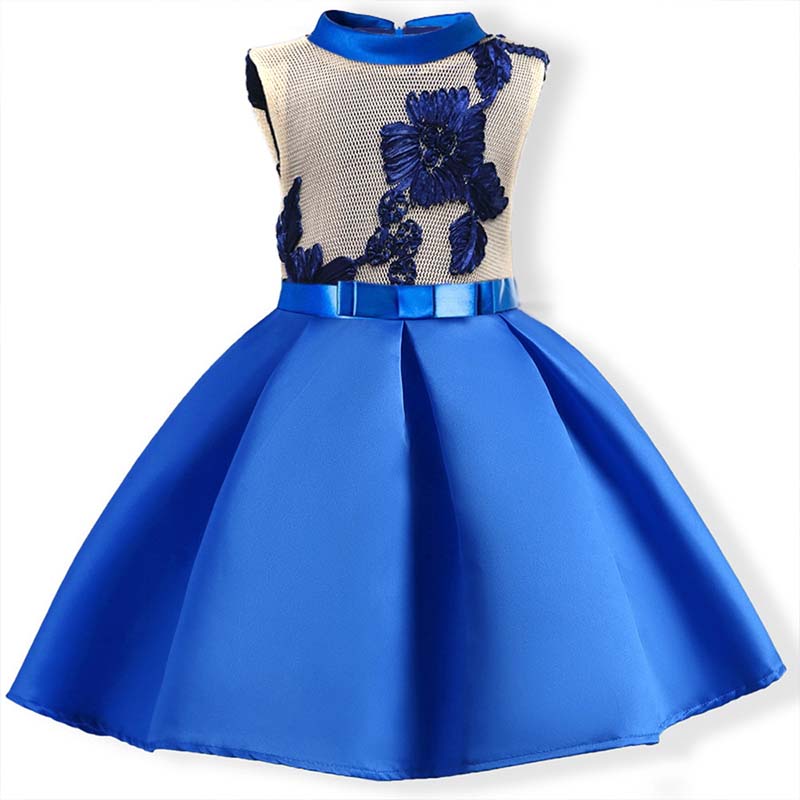 

Lovely Sweet Patchwork Royalblue Girl Knee Length Dress