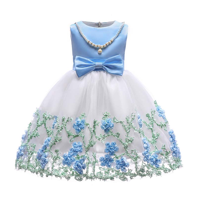 

Lovely Stylish Embroidered Design Baby Blue Girl Knee Length Dress