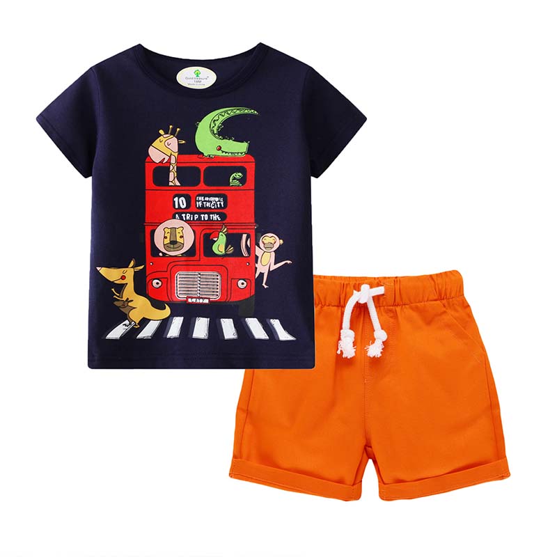 

Lovely Casual Print Orange Boy Two-piece Shorts Set