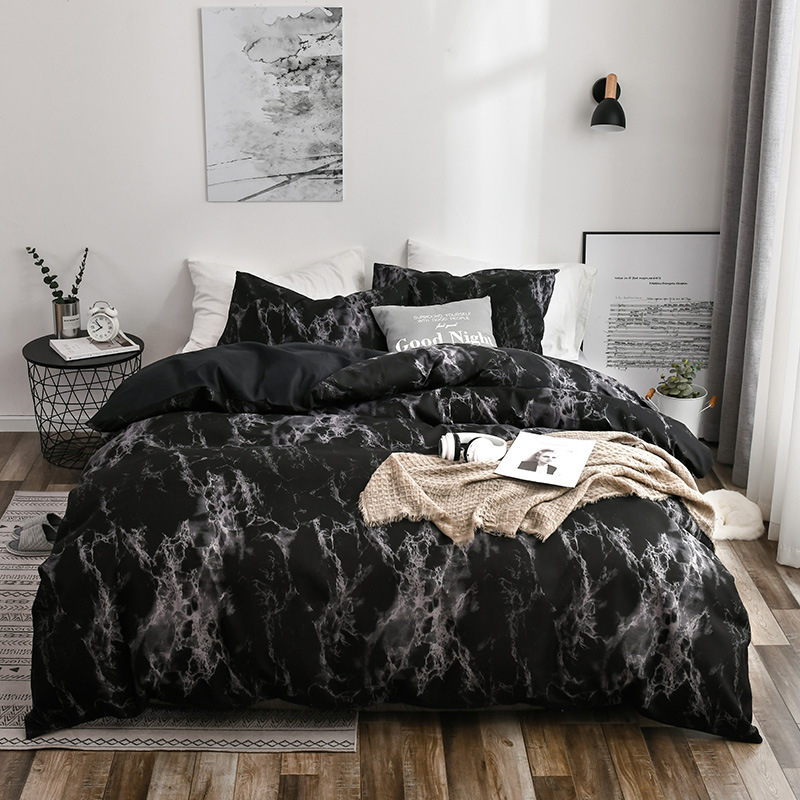 

Lovely Cosy Print Black Bedding Set
