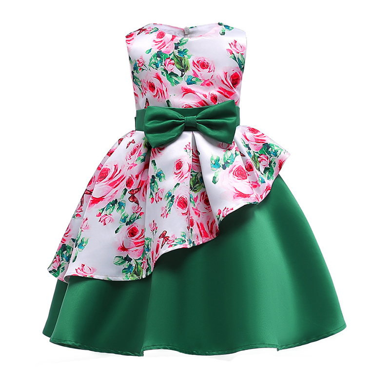 

Lovely Sweet Patchwork Green Girl Knee Length Dress