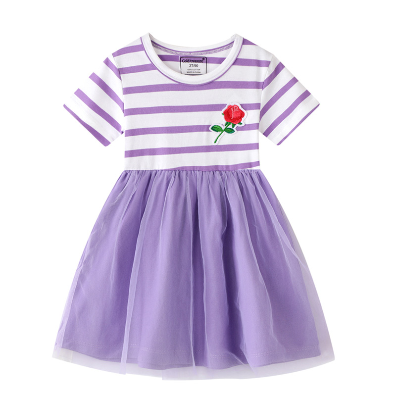 

Lovely Stylish Patchwork Purple Girl Knee Length Dress