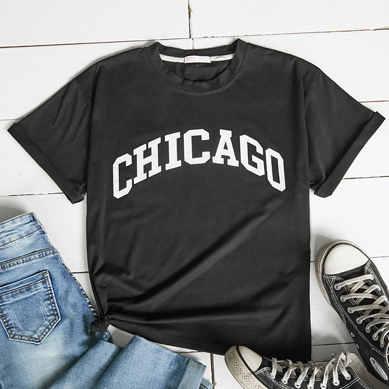 

Lovely Casual O Neck Letter Black T-shirt