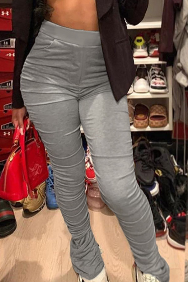 

Lovely Casual Fold Design Grey Pants