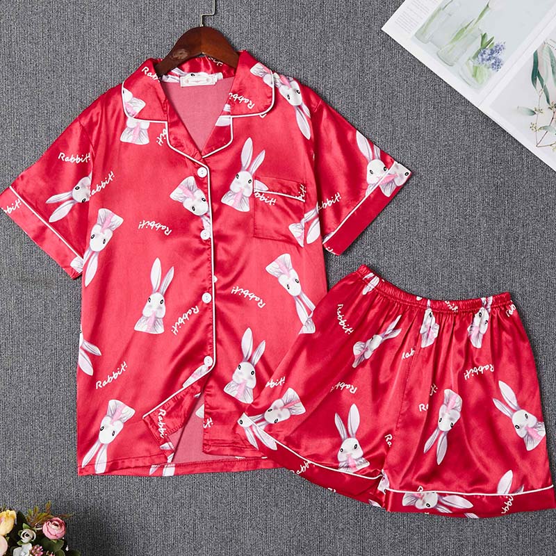 

Lovely Casual Cartoon Print Red Sleepwear