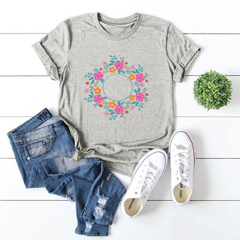 Lovely Leisure O Neck Print Grey T-shirt