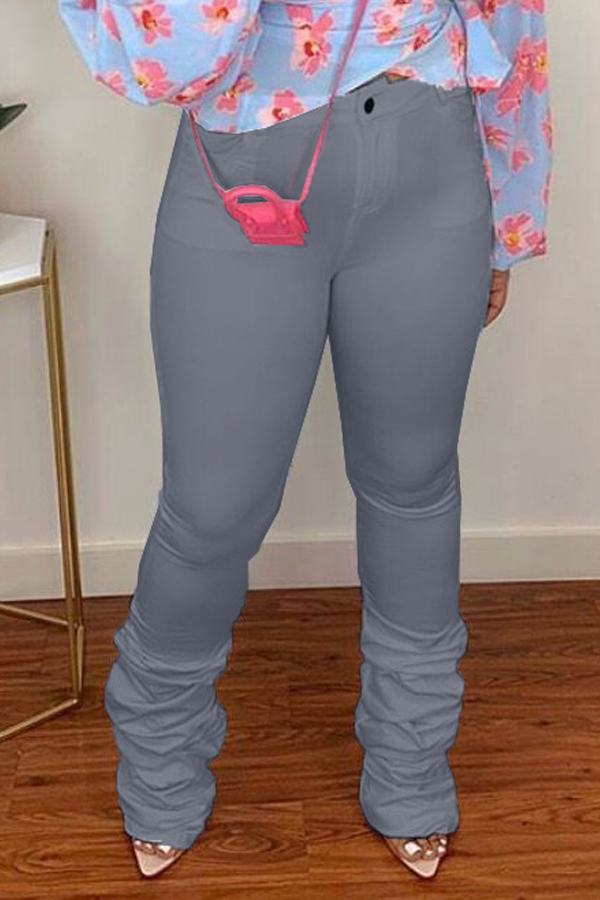 

Lovely Leisure Fold Design Grey Pants