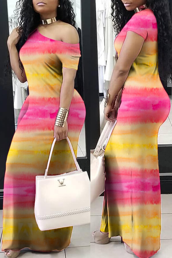 

Lovely Bohemian Tie-dye Yellow Maxi Dress